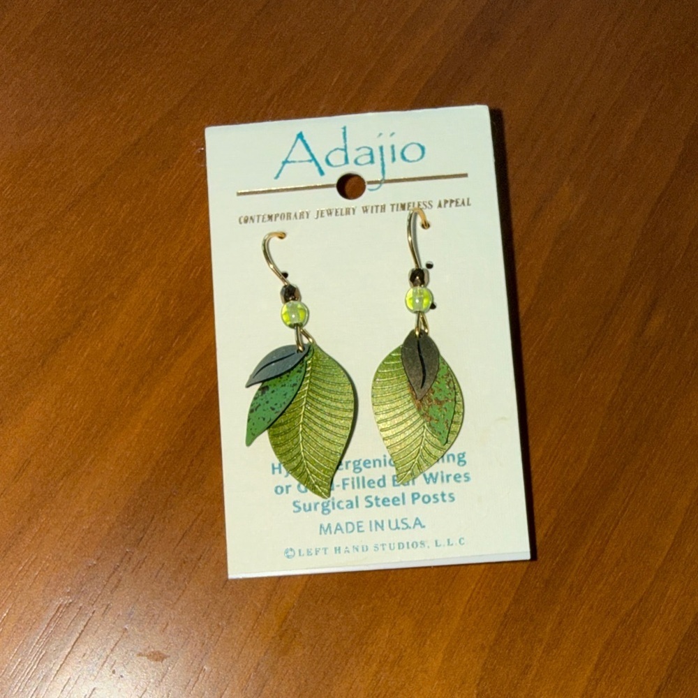 Green Leaf Earrings - Adajio Jewelry- NWT